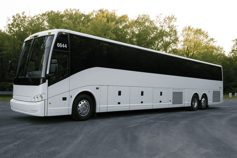 exterior of Bus Rental Company Detroit coach bus
