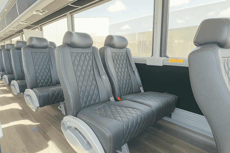 interior of Bus Rental Company Detroit charter bus