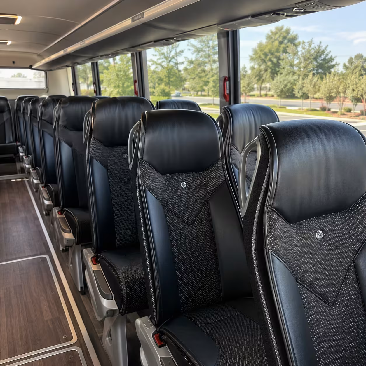 detroit charter bus rental interior